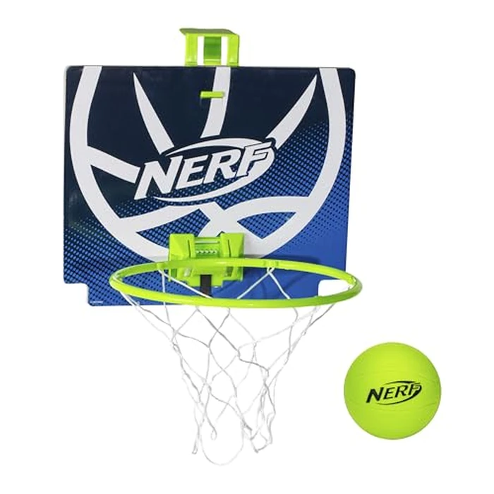 Nerf Mini Over the Door Basketball Hoop - Nerfoop Indoor Basketball Hoop for Kids - Toy Door Basketball Hoop + Mini Foam Basketball Game Set - Perfect for Bedroom Indoor Basketball - Green by Nerf - Used - Very Good condition