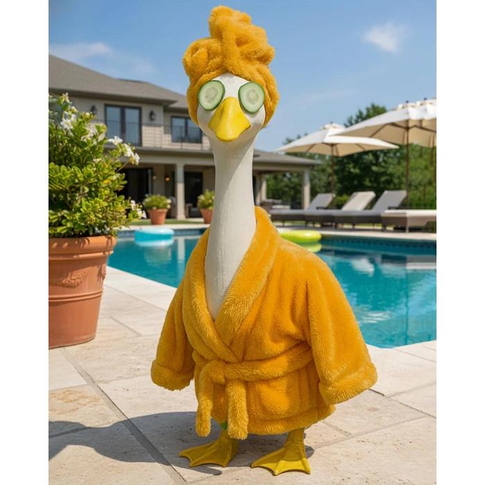 GigaCircle Lady Porch Goose Outfits with Spa-Themed, 23" Lawn Cement Goose Clothes for All Season, Patio Yard Garden Geese Decoration Gift for Mom Grandma by GigaCircle - Image 7