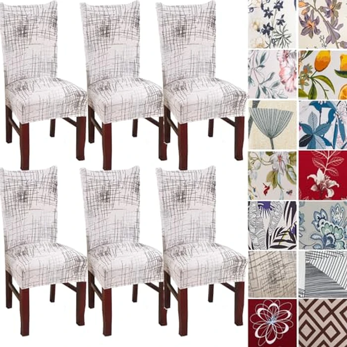 JMYDecor Dining Chair Covers Set of 6,Stretch Printed Removable Washable Chair Slipcovers Seat Protector Cover for Kitchen Dining Room Home Party Hotel Wedding by JMYDecor - Used - Very Good condition - CA$27.85