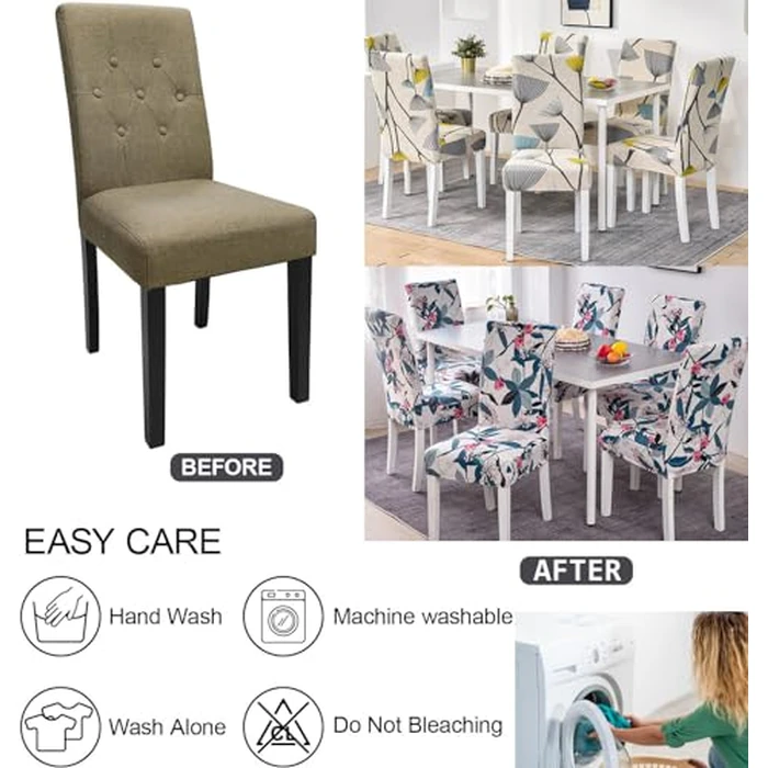 JMYDecor Dining Chair Covers Set of 6,Stretch Printed Removable Washable Chair Slipcovers Seat Protector Cover for Kitchen Dining Room Home Party Hotel Wedding by JMYDecor - Image 9