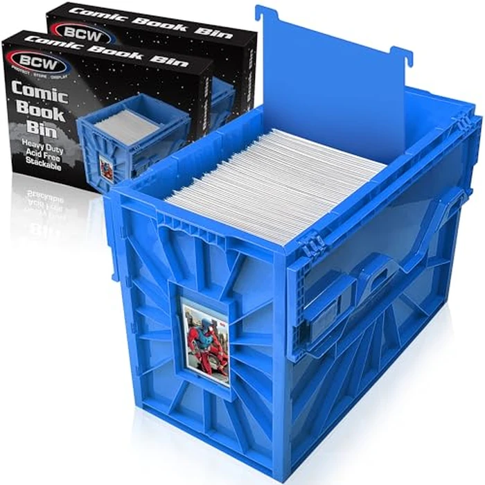 BCW Short Comic Book Bin | Holds 150 Comics | Stackable Plastic Storage | Acid-Free Organizer | Blue, 2 Pack by BCW - Used - Like New condition - US$50.80