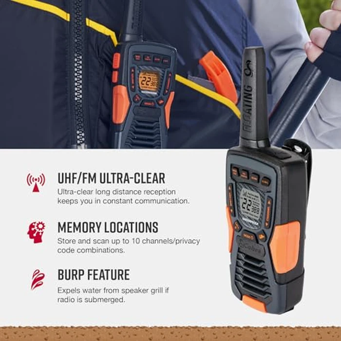 Cobra CXT10953PH-M Emergency Two-Way Radios, Waterproof Walkie Talkies, Up to 40 Mile Range, 22 Channels and NOAA Weather Channels, UHF/FM Ultra-Clear Reception, 3-Pack by COBRA - Image 4
