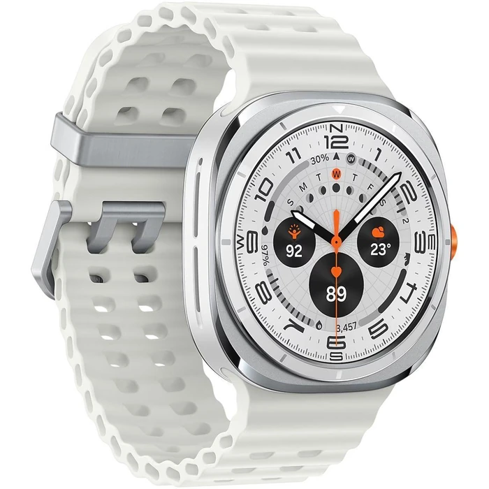 Galaxy Watch Ultra (2024) (Bluetooth + LTE) - 32GB - 47mm - Titanium White Titanium Case with White Silicone Marine Band by Samsung - Image 3