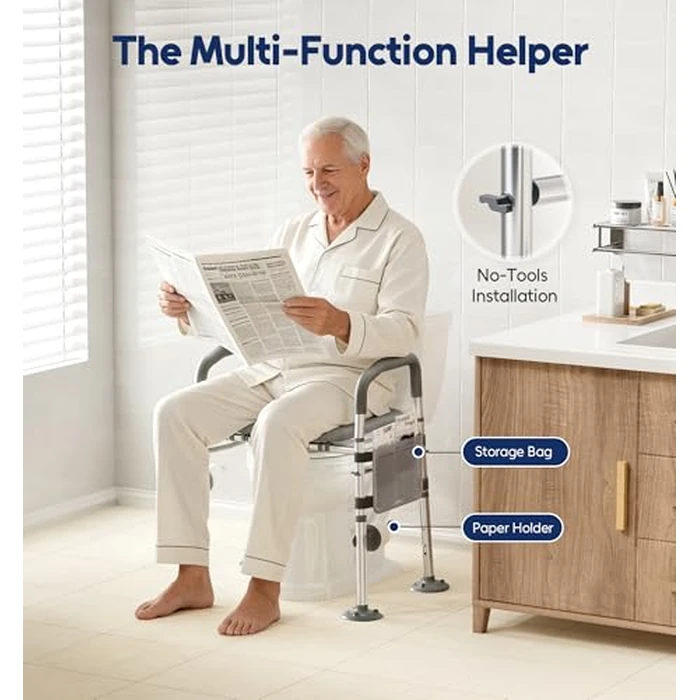 Bluelog Toilet Seat Risers for Seniors, 6 Width & 7 Height Adjustable Raised Toilet Seat with Handles, Elevated Toilet Seat for Elderly, Handicap, Heavy Duty 400lbs Build, Fit Any Toilet, Grey by Bluelog - Image 5