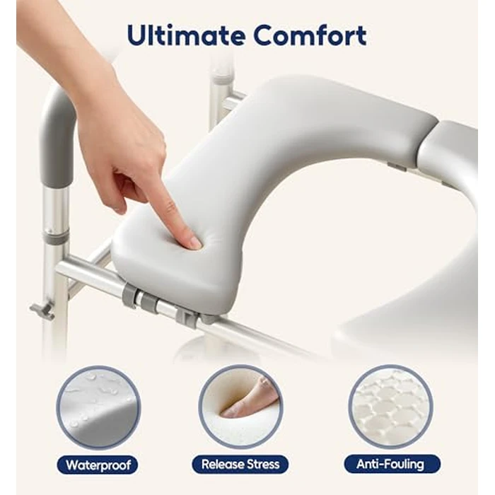 Bluelog Toilet Seat Risers for Seniors, 6 Width & 7 Height Adjustable Raised Toilet Seat with Handles, Elevated Toilet Seat for Elderly, Handicap, Heavy Duty 400lbs Build, Fit Any Toilet, Grey by Bluelog - Image 6