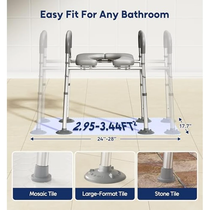 Bluelog Toilet Seat Risers for Seniors, 6 Width & 7 Height Adjustable Raised Toilet Seat with Handles, Elevated Toilet Seat for Elderly, Handicap, Heavy Duty 400lbs Build, Fit Any Toilet, Grey by Bluelog - Image 9