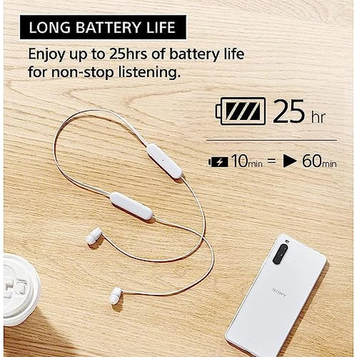 Sony WI-C100 Wireless in-Ear Bluetooth Headphones with Built-in Microphone, Black by Sony - Image 2
