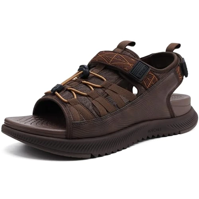 ONCAI Men Hiking Sandals, Arch Support Walking Sandals for Mens 2025 with Orthotic Outdoor Footbed for Plantar Fasciitis, Hombre Sandalias Recovery Sport Sandals Dark Brown Size 14 by ONCAI - Used - Like New condition