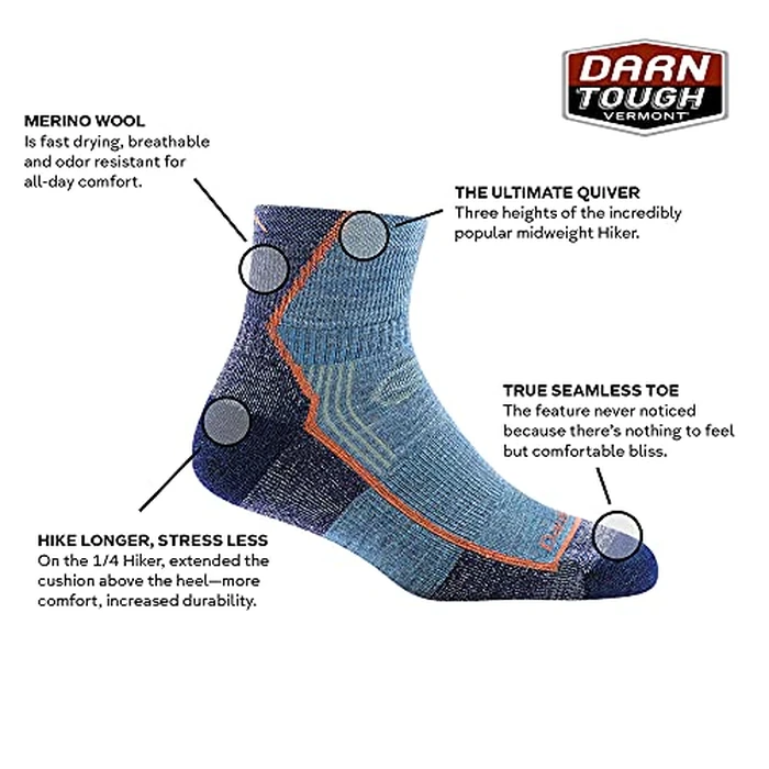 Darn Tough Vermont Hiker Quarter Socks for Women - Midweight Merino Wool Women's Hiking Socks - Mountain Lupine, M by Darn Tough Vermont - Image 3