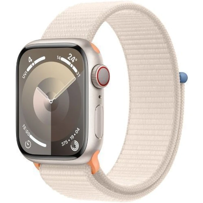 Apple Watch Series 9 (Cellular + GPS) - 64GB - 41mm - Starlight Aluminum Case with Starlight Textile Sport Loop - One Size by Apple - Image 2