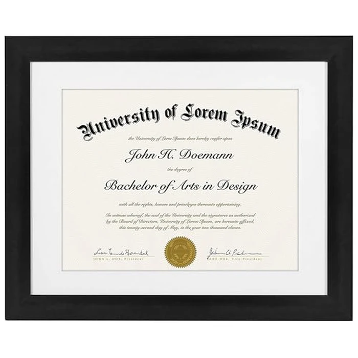 Americanflat 11x14 Diploma Frame with Shatter-Resistant Glass - Use as 8.5x11 Frame with Mat or Display 11x14 Documents Without Mat - Certificate Frames with Engineered Wood for Wall Display - Black by Americanflat - Used - Like New condition - US$13.05