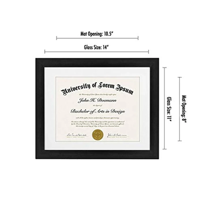 Americanflat 11x14 Diploma Frame with Shatter-Resistant Glass - Use as 8.5x11 Frame with Mat or Display 11x14 Documents Without Mat - Certificate Frames with Engineered Wood for Wall Display - Black by Americanflat - Image 2
