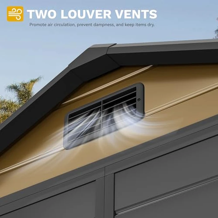 DWVO 6x4 FT Outdoor Resin Storage Shed with Reinforced Floor, All-Weather Bike Storage Shed with Lockable Door, Window and Vent, Waterproof Plastic Tool Storage for Garden, Backyard, Patio, Lawn by DWVO - Image 4