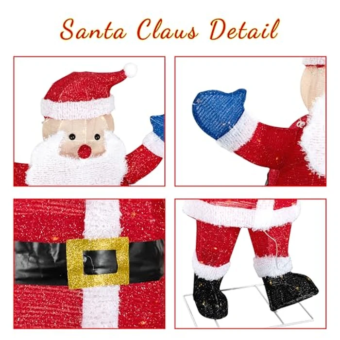 Shintenchi 3ft Lighted Christmas Santa Claus, Outdoor Pop-up Holiday Decoration with 80 LED Lights, 3D Pre-Lit Light-Up Decor for Yard, Garden, Lawn & Patio by Shintenchi - Image 4