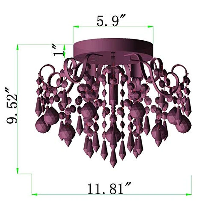Q&S Mini Chandelier Crystal,Semi Flush Mount Pink Girl Chandelier, Small Crystal Ceiling Light Fixture Bedroom Bathroom Closet Nursery 3 Lights by Q&S - Image 2