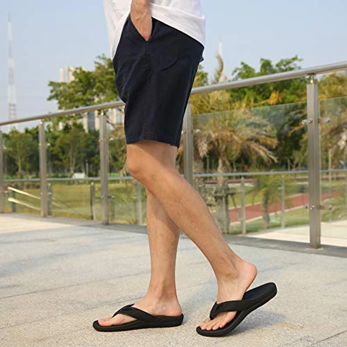MEGNYA Mens Sport Flip Flops Comfort Casual Thong Sandals with Arch Support for Plantar Fasciitis Flat Feet Outdoor Beach Slippers pure black Size 10 by MEGNYA - Image 3