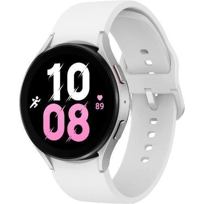 Samsung Galaxy Watch5 (Bluetooth + LTE) - 16GB - 44mm - Silver Aluminum Case with White Fluoroelastomer Sport Band by Samsung - Image 2