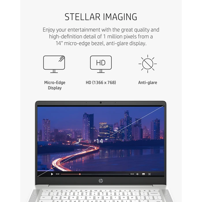 HP Chromebook 14 Laptop, Intel Celeron N4000 Processor, 4 GB RAM, 32 GB eMMC, 14” HD Display, Chrome, Lightweight Computer with Webcam and Dual Mics, Home, School, Music, Movies (14a-na0021nr, 2021) by HP - Image 4