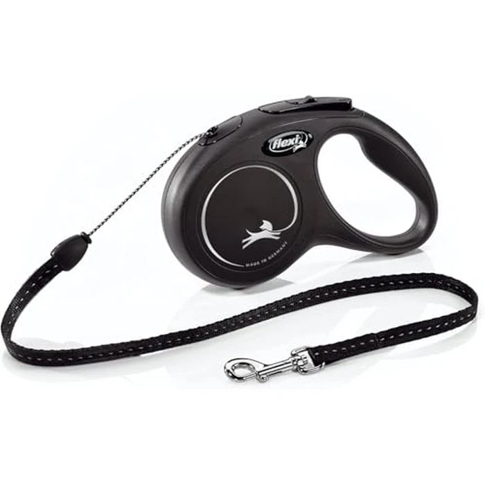 Flexi New Classic Cord Retractable Dog Leash for Small Dogs up to 26 lbs. - 16 ft., Black | Tangle-Free Pet Walking Leash with One-Handed Brake, Pause, Lock|German Quality Product by FLEXI - Used - Good condition - CA$17.95