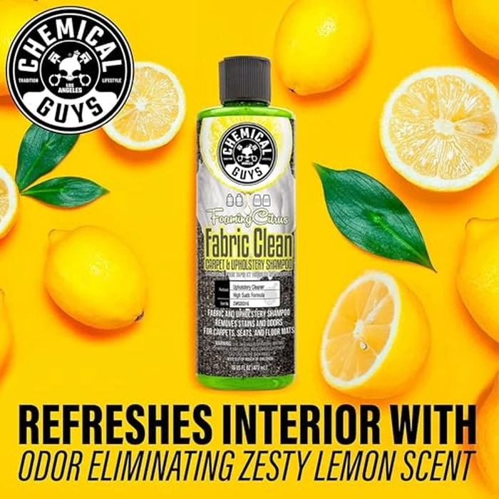 Chemical Guys Foaming Citrus Fabric Clean Drill Brush Kit - High Foaming Stain and Odor Remover, Upholstery, Floor Mat & Car Carpet Cleaner, Deep Cleans & Deodorizes, Citrus Scent - 16 fl oz by Chemical Guys - Image 2