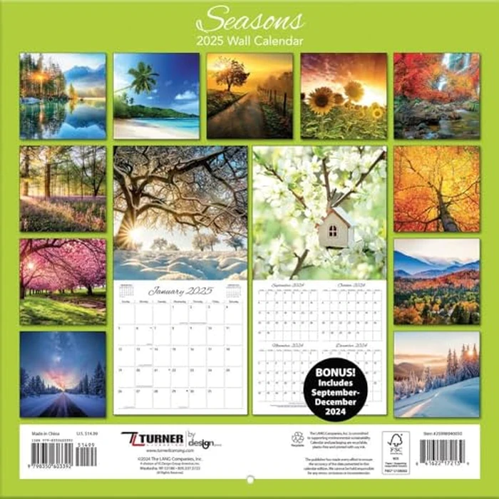 TURNER PHOTOGRAPHIC Seasons 12x12 Photo Wall Calendar (25998940050) by Turner Licensing - Image 2
