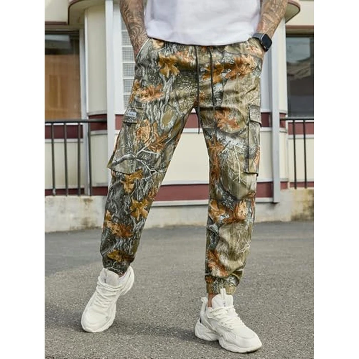 JEMLDL Cargo Pants for Men Relaxed Fit Elastic Waist Drawstring Joggers with Flap Pockets Techwear Pants for Men Olive,36,L by JEMLDL - Image 8