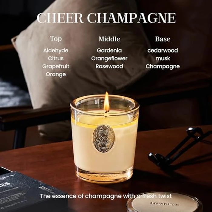 M&SENSE Natural Soy Candle | Cheer Champagne & Gold | 9.2 oz, 50H Burn Time | Luxury Scented Candle for Relaxation, Gifting, Home Décor | Ideal for Bedroom, Office, Party Ambiance by M&SENSE - Image 3