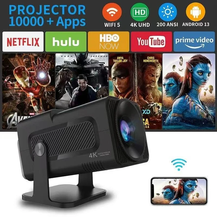 New wireless retro gaming projector,4K HD TV video game stick, Portable projector with 10000+ Games,Small Portable Outdoor Movie Projector,HDMI Output, WIFI by GATBGEFU - Image 2