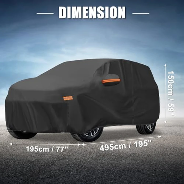 X AUTOHAUX Car Cover for Jeep Grand Cherokee 210D-PU Outdoor Full Car Cover All Weather with Door Zipper for Waterproof Windproof Sun Rain Snow Protection by X AUTOHAUX - Image 7