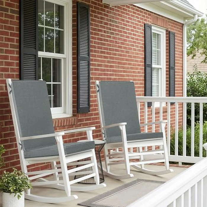 Fitfree Outdoor Chair Cushions 20x20, Water-Resistant & Fade-Resistant, Patio Furniture Lawn Dining Chair Seat Replacement with High Back, Ties Zipper, Removable Cover, Set of 4, Dark Grey by Fitfree - Image 2