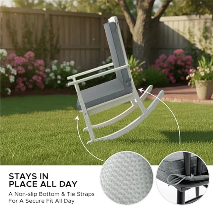 Fitfree Outdoor Chair Cushions 20x20, Water-Resistant & Fade-Resistant, Patio Furniture Lawn Dining Chair Seat Replacement with High Back, Ties Zipper, Removable Cover, Set of 4, Dark Grey by Fitfree - Image 5