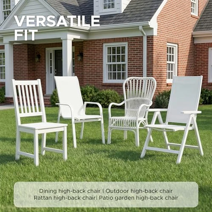 Fitfree Outdoor Chair Cushions 20x20, Water-Resistant & Fade-Resistant, Patio Furniture Lawn Dining Chair Seat Replacement with High Back, Ties Zipper, Removable Cover, Set of 4, Dark Grey by Fitfree - Image 7