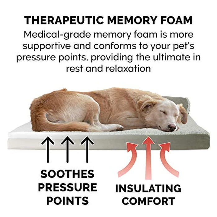 Furhaven Memory Foam Dog Bed for Large Dogs w/Removable Bolsters & Washable Cover, for Dogs Up to 95 lbs - Two-Tone Plush Faux Fur & Suede L Shaped Chaise - Dark Sage, Jumbo/XL by Furhaven - Image 5