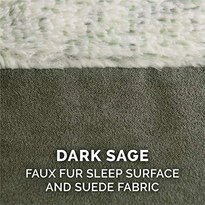 Furhaven Memory Foam Dog Bed for Large Dogs w/Removable Bolsters & Washable Cover, for Dogs Up to 95 lbs - Two-Tone Plush Faux Fur & Suede L Shaped Chaise - Dark Sage, Jumbo/XL by Furhaven - Image 7