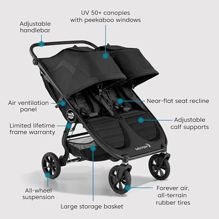 Baby Jogger City Mini GT2 All-Terrain Double Stroller, Jet Black by Baby Jogger - Image 7