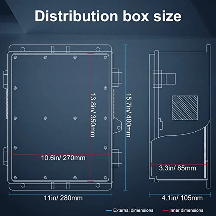 Namunanee Outdoor Electrical Junction Box, ABS Water Resistant Enclosure with Internal Mounting Panel & Hinged Cover, 15.7" H* 11" L* 4.1" W by namunanee - Image 6