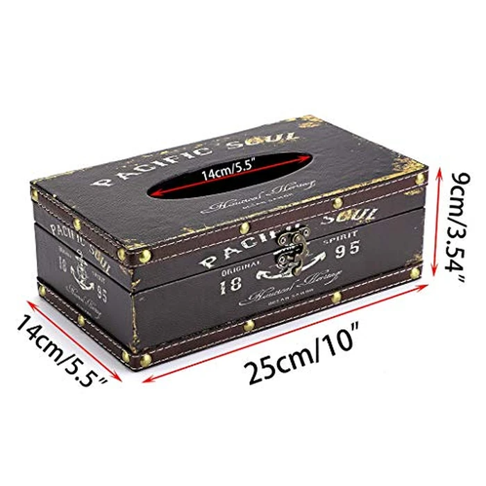 BTSKY Crafted Retro Wooden Rectangular Tissue Box PU Leather Facial Tissue Case World Map Wooden Napkin Dispenser for Home Decor Kitchen Bedroom Living Room and Car, Black Letter by BTSKY - Image 4
