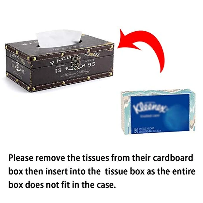 BTSKY Crafted Retro Wooden Rectangular Tissue Box PU Leather Facial Tissue Case World Map Wooden Napkin Dispenser for Home Decor Kitchen Bedroom Living Room and Car, Black Letter by BTSKY - Image 6