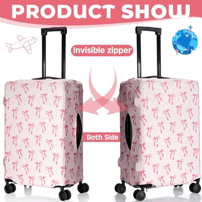Sherr 3 Pieces Travel Luggage Cover Suitcase Protector Anti Scratch Suitcase Washable Baggage Covers (S/medium/l,Pink Bow,Pink) by Sherr - Image 4