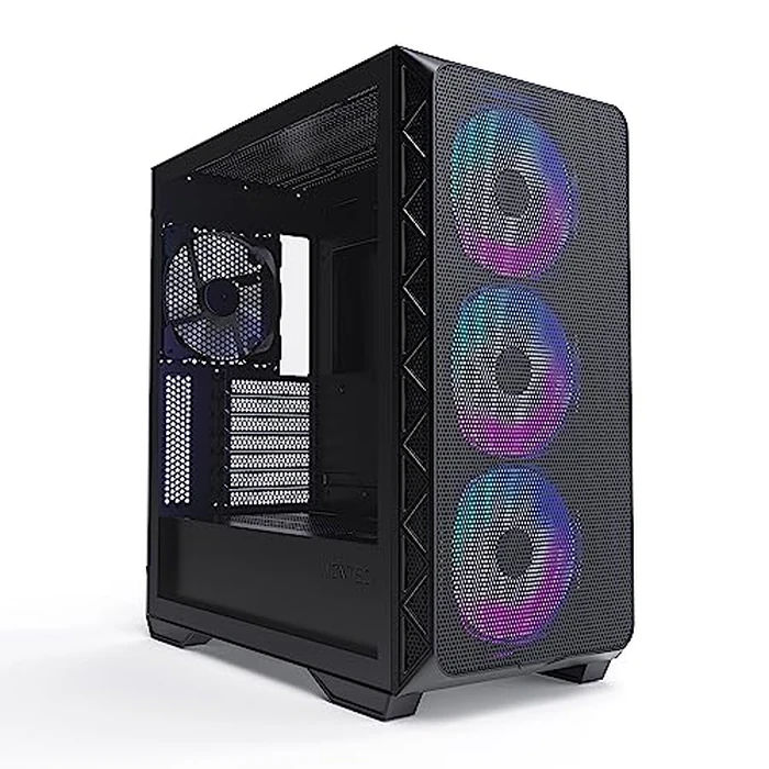 Montech AIR 903 MAX, E-ATX Mid Tower Case, High Airflow, 3X 140mm ARGB PWM & 1x 140mm PWM Fans Pre-Installed, Tempered Glass Side Panel, Mesh Front, Type-C, Support 4090 GPUs, Black by Montech - Used - Very Good condition - US$69.57