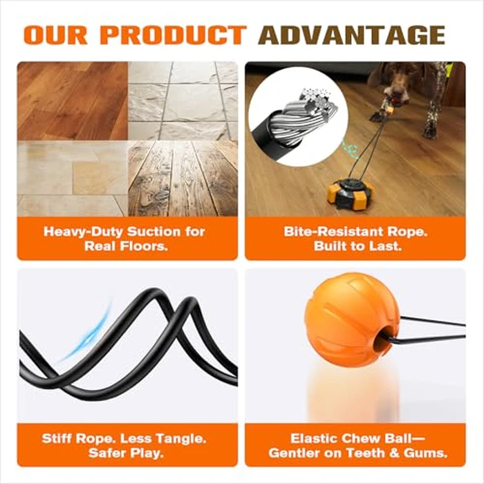 Interactive Dog Toys Upgraded Strong Tug-of-War Dog Toy Mentally Stimulating Toys for Dog Tug of War Dog Toy for Aggressive Chewers Durable Puppy Molar Chew Toy with Teeth Cleaning Dog （Black-orange） by Zensrij - Image 8