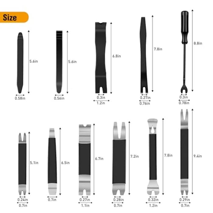 GOOACC 11PCS Trim Removal Tool Kit, Metal & Nylon Pry Tools Set for Car Door Panel, Dashboard, Audio, Clips, Fastener Remover w/ Storage Box - Black by GOOACC - Image 2