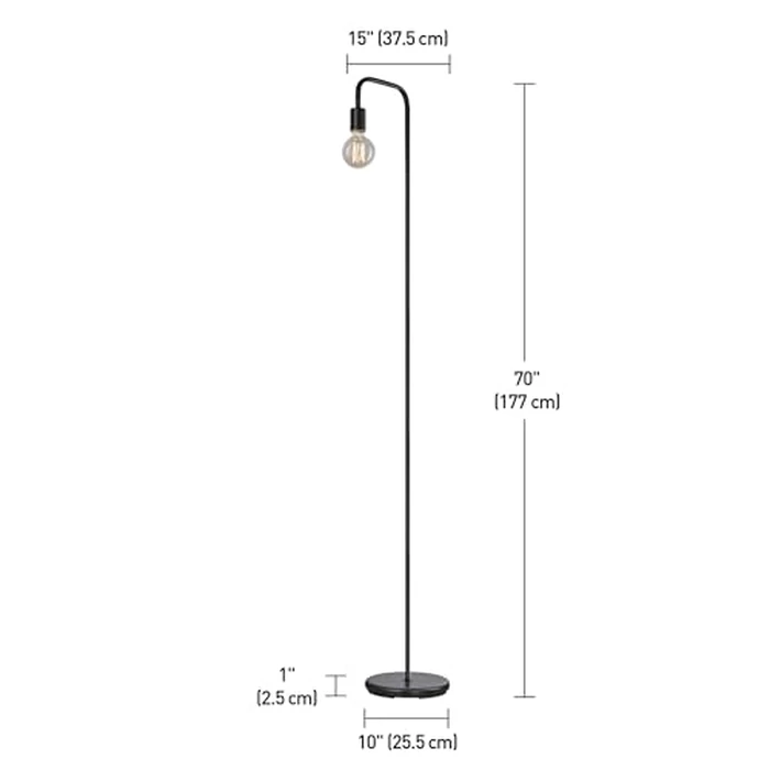 Globe Electric 12937 70" Floor Lamp, Black, Satin Finish, in-Line On/Off Foot Switch, Floor Lamp for Living Room, Floor Lamp for Bedroom, Home Improvement, Reading Lamp, Home Office Accessories by Globe Electric - Image 6