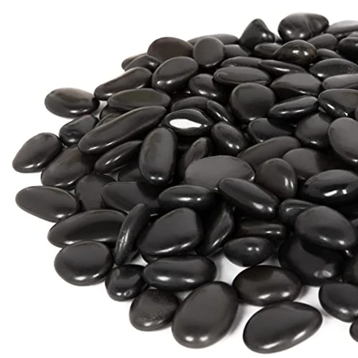 GASPRO 15lb Black River Rocks for Landscaping Outdoor, Polished Black Pebbles for Planters - 1 to 2 Inch, Large Decorative Stones for Garden Decor by GASPRO - Image 1