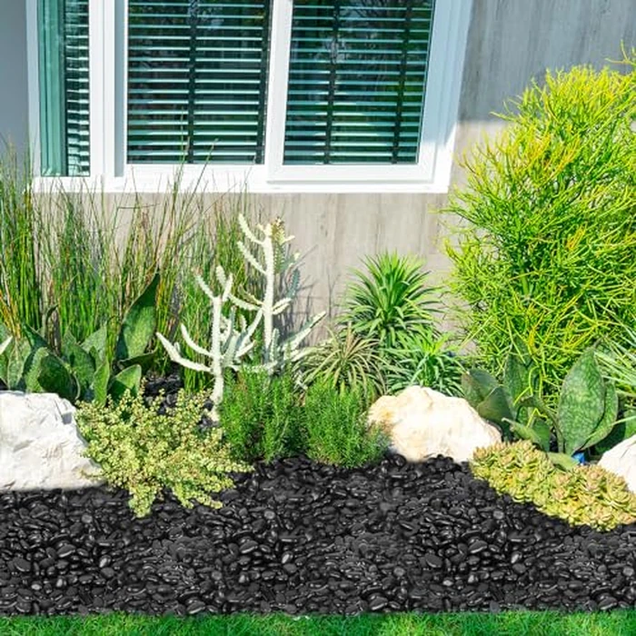 GASPRO 15lb Black River Rocks for Landscaping Outdoor, Polished Black Pebbles for Planters - 1 to 2 Inch, Large Decorative Stones for Garden Decor by GASPRO - Image 5