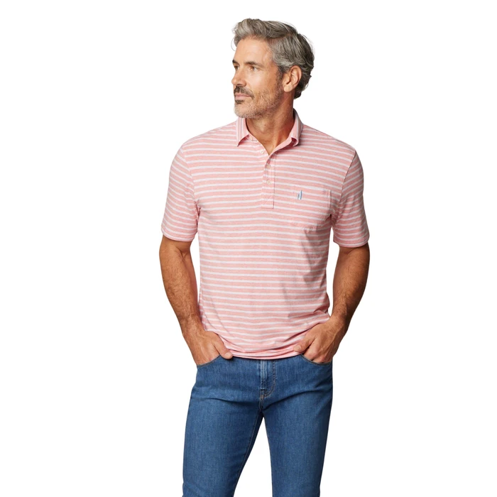 johnnie-O Original 4-Button Polo - Matthis Stripe Pomegranate/S by johnnie-O - Used - Like New condition - US$52.36