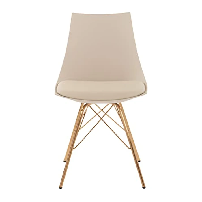 OSP Home Furnishings Oakley Mid-Century Modern Bucket Chair,Faux Leather, Cream by OSP Home Furnishings - Image 3