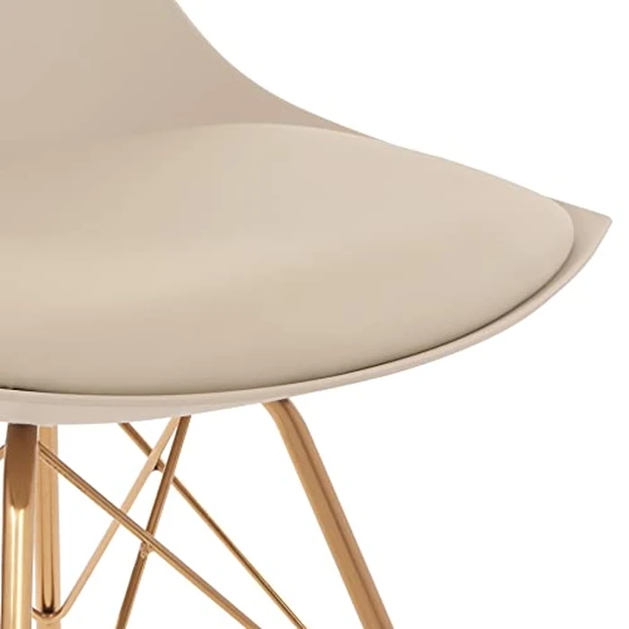 OSP Home Furnishings Oakley Mid-Century Modern Bucket Chair,Faux Leather, Cream by OSP Home Furnishings - Image 6