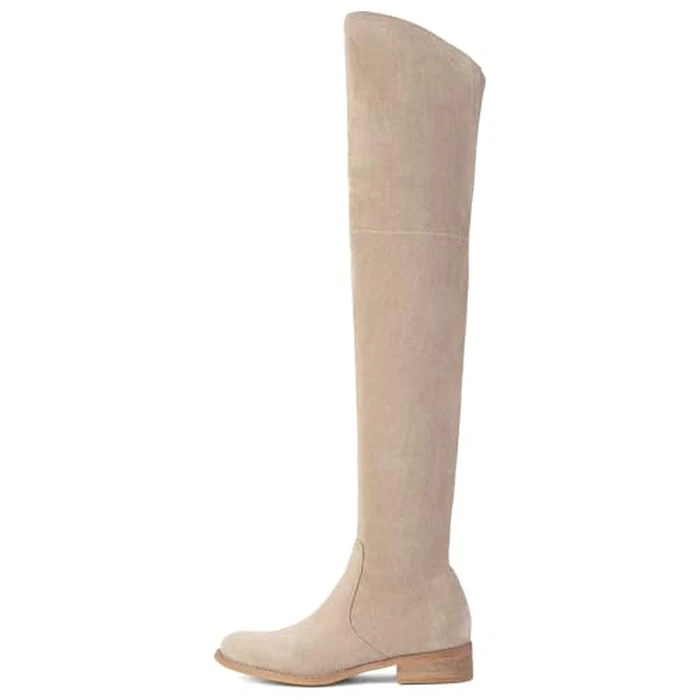Shoe'N Tale Women's Over The Knee Boots Thigh High Low Block Heel Pointed Toe Long Stretch Boots(8,Khaki) by Shoe'N Tale - Image 2