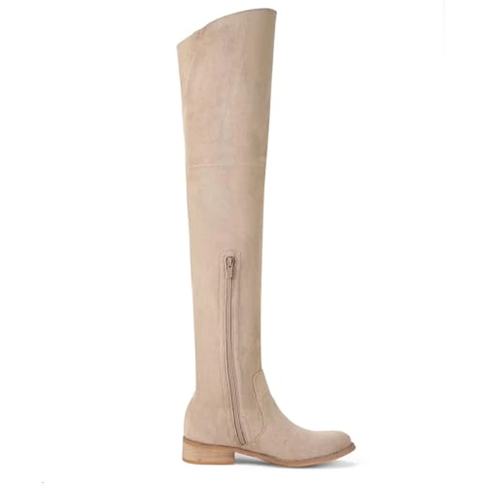 Shoe'N Tale Women's Over The Knee Boots Thigh High Low Block Heel Pointed Toe Long Stretch Boots(8,Khaki) by Shoe'N Tale - Image 3